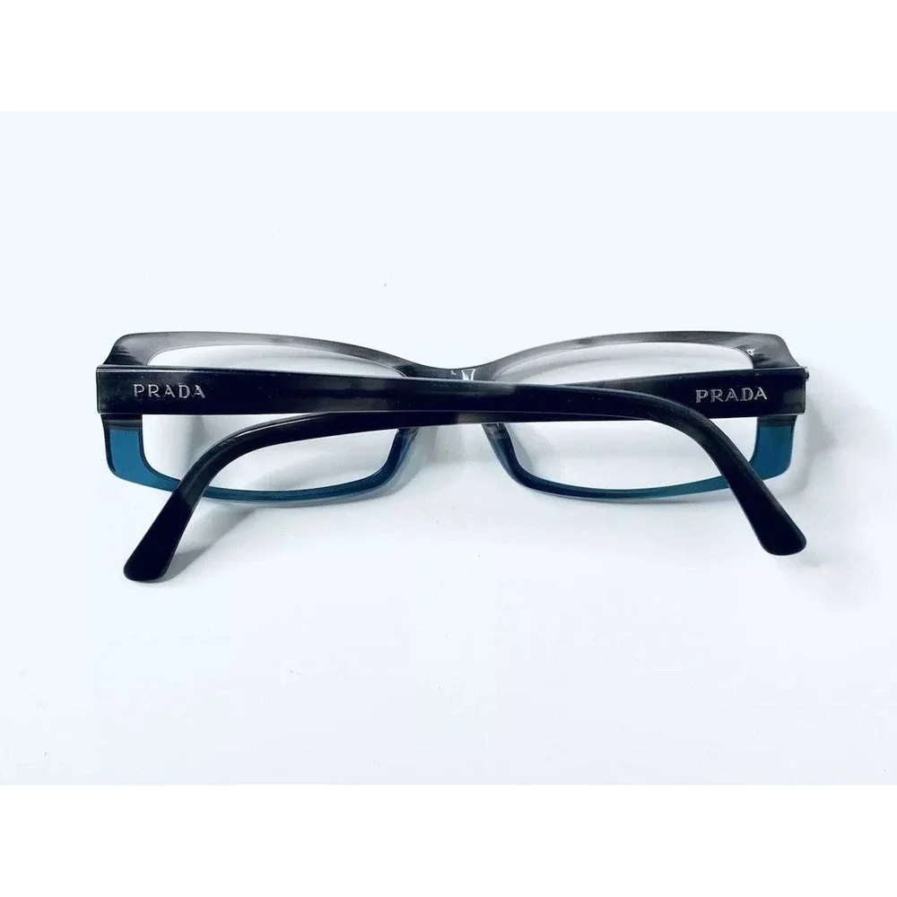 Prada Smoke Gray Wood Grain Blue Clear Glasses Blue Grey Temples Italy 51 15 135